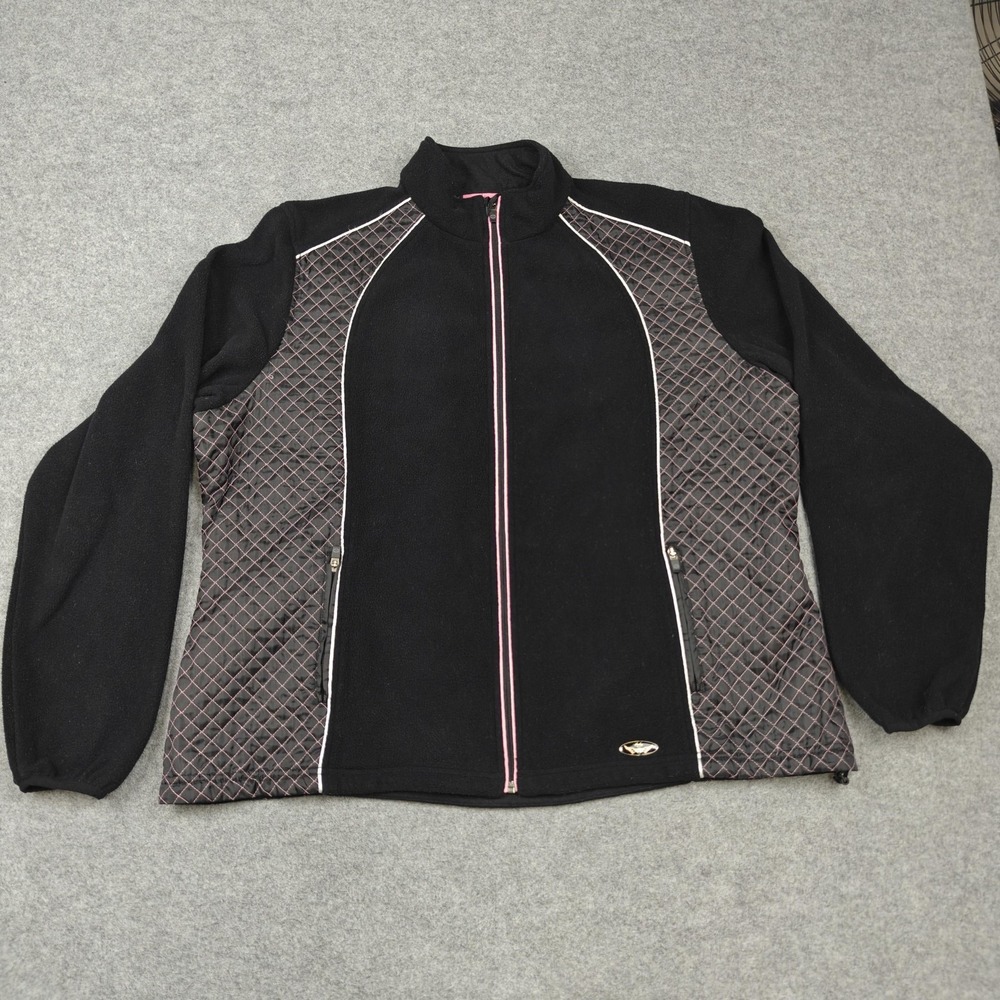 Harley-Davidson Jacket Womens 2W Plus Black Fleece Quilted Full Zip Logo